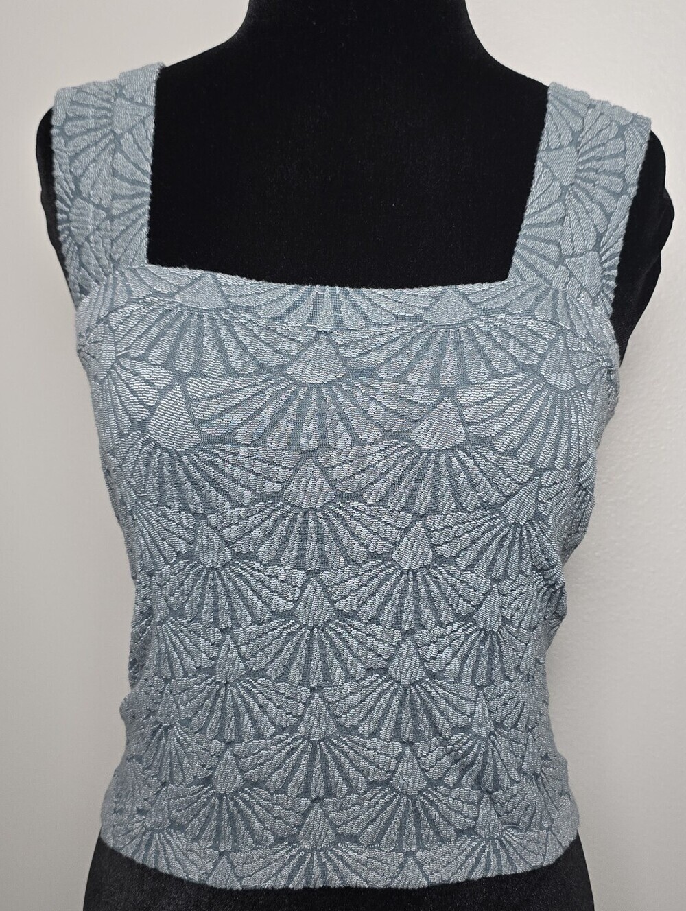 Coco & Shay Green Women's Textured Stretch Square Neck Tank Top Size L/XL